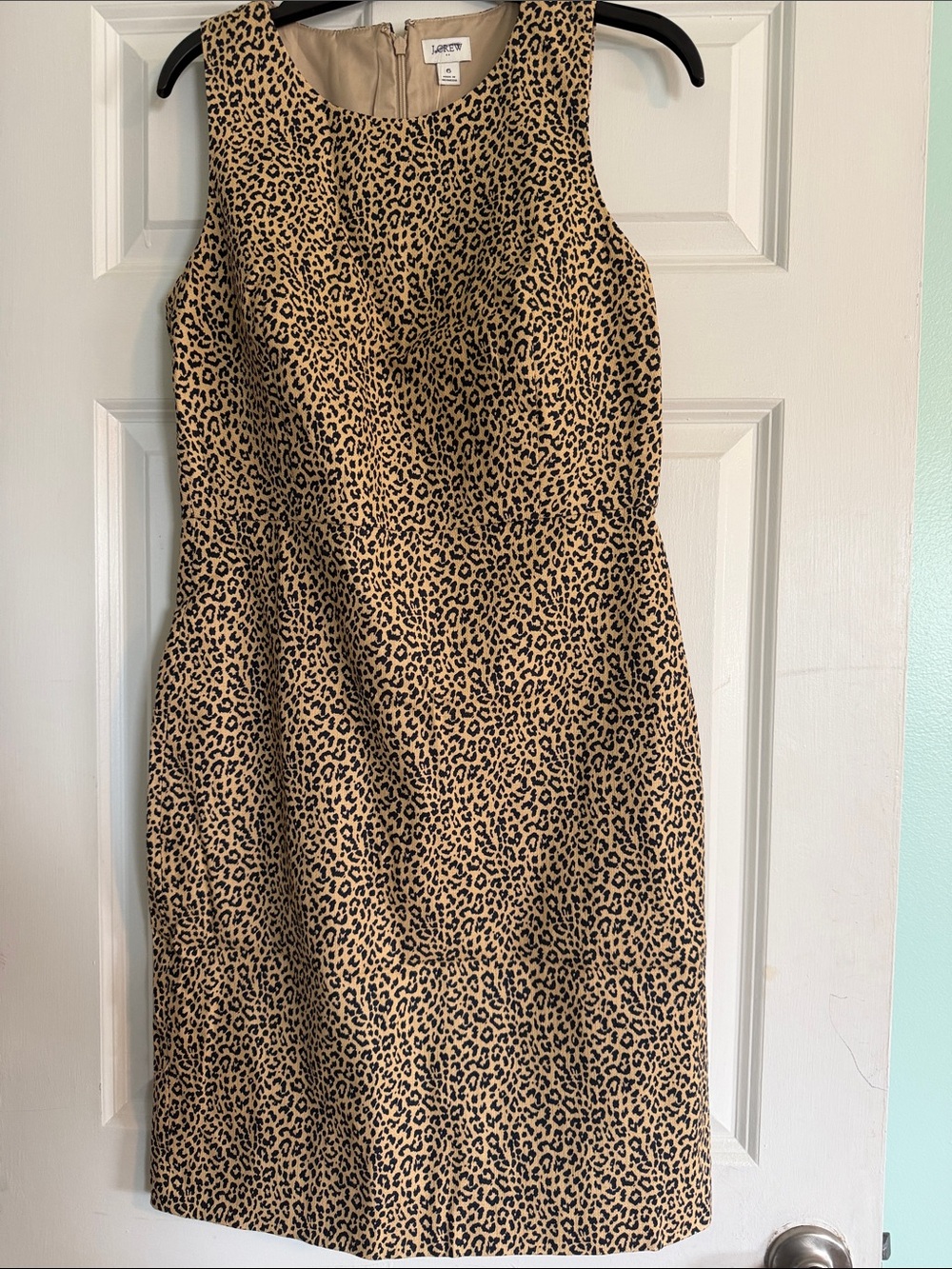 J. Crew Sleeveless Leopard-Print Midi Dress in Tan and Black